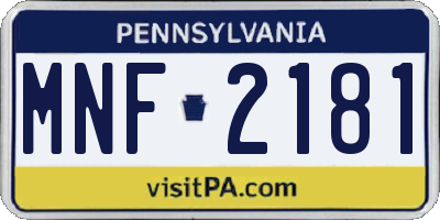 PA license plate MNF2181