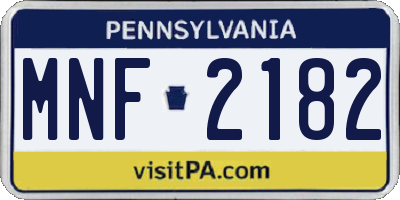PA license plate MNF2182