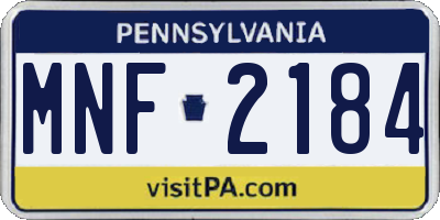 PA license plate MNF2184