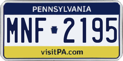 PA license plate MNF2195