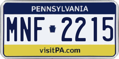 PA license plate MNF2215