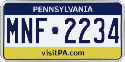 PA license plate MNF2234