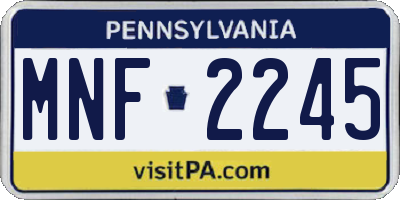 PA license plate MNF2245