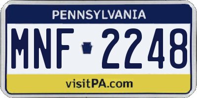 PA license plate MNF2248