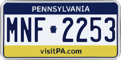 PA license plate MNF2253