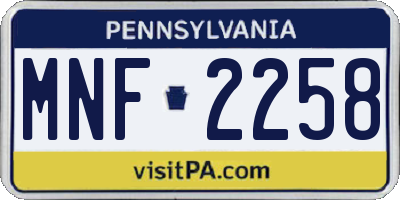 PA license plate MNF2258