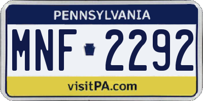 PA license plate MNF2292