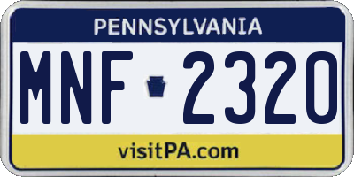 PA license plate MNF2320