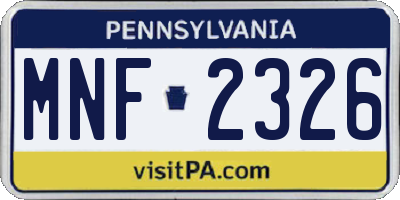 PA license plate MNF2326