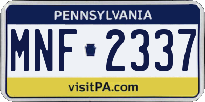 PA license plate MNF2337