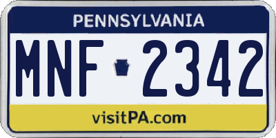PA license plate MNF2342