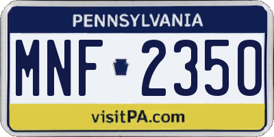 PA license plate MNF2350