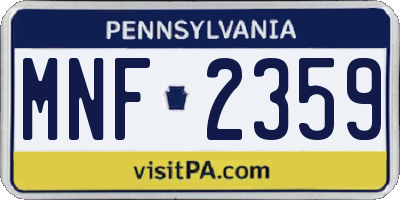 PA license plate MNF2359