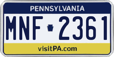PA license plate MNF2361