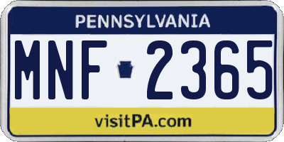 PA license plate MNF2365