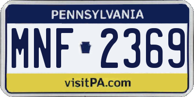 PA license plate MNF2369