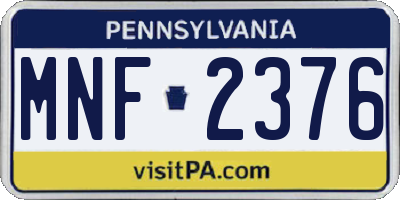 PA license plate MNF2376