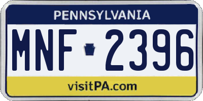 PA license plate MNF2396