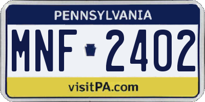 PA license plate MNF2402