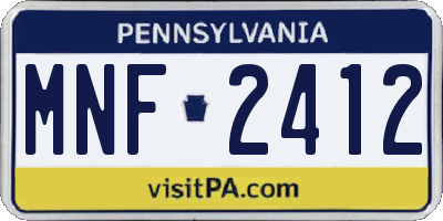 PA license plate MNF2412