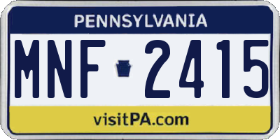 PA license plate MNF2415