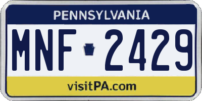 PA license plate MNF2429
