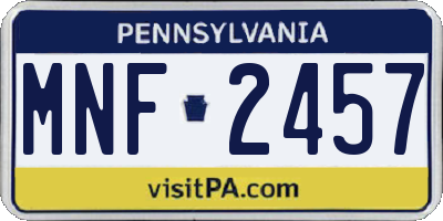 PA license plate MNF2457