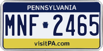 PA license plate MNF2465