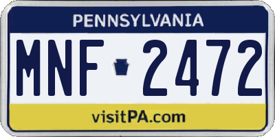 PA license plate MNF2472