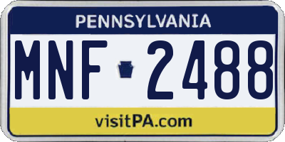 PA license plate MNF2488