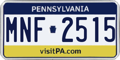 PA license plate MNF2515