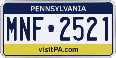PA license plate MNF2521