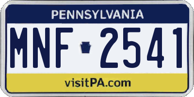 PA license plate MNF2541