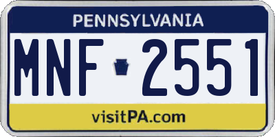 PA license plate MNF2551