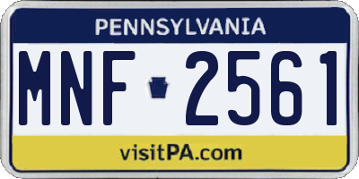 PA license plate MNF2561