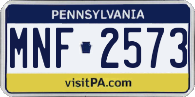 PA license plate MNF2573
