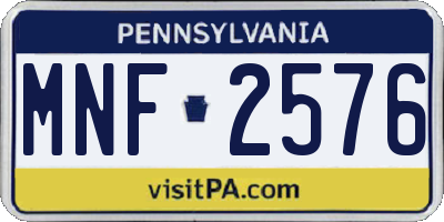 PA license plate MNF2576