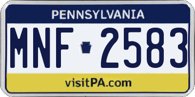 PA license plate MNF2583
