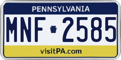 PA license plate MNF2585