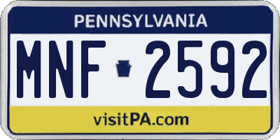 PA license plate MNF2592