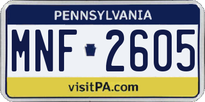 PA license plate MNF2605