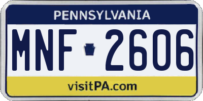 PA license plate MNF2606