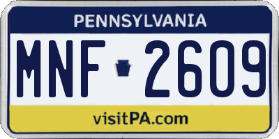 PA license plate MNF2609