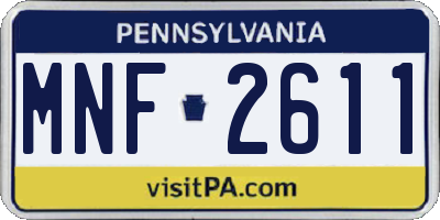 PA license plate MNF2611