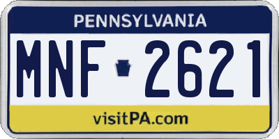 PA license plate MNF2621