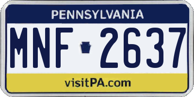 PA license plate MNF2637
