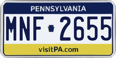 PA license plate MNF2655