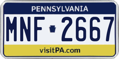 PA license plate MNF2667
