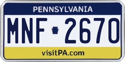 PA license plate MNF2670
