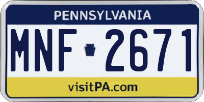 PA license plate MNF2671
